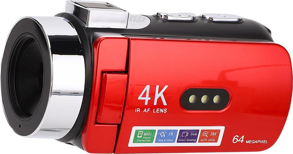 4K Video Kamera Camcorder 64MP WiFi Vlog Kamera mit 3.0 Zoll 180 Grad drehbarem Bildschirm für Reisefotografie