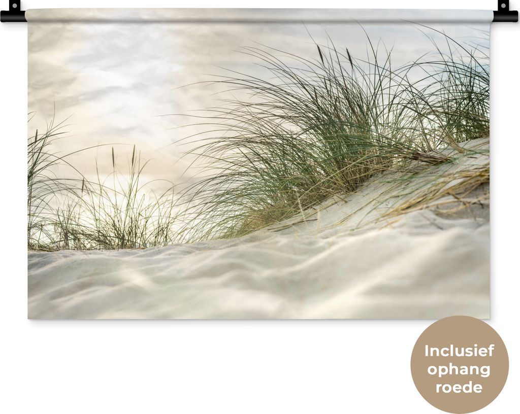 MuchoWow Wandteppich Wandbehang Dünen mit Strandhafer in der Sonne des Nationalparks Schleswig-Holsteinisches Wattenmeer 60x40 cm Tapisserie Dek...