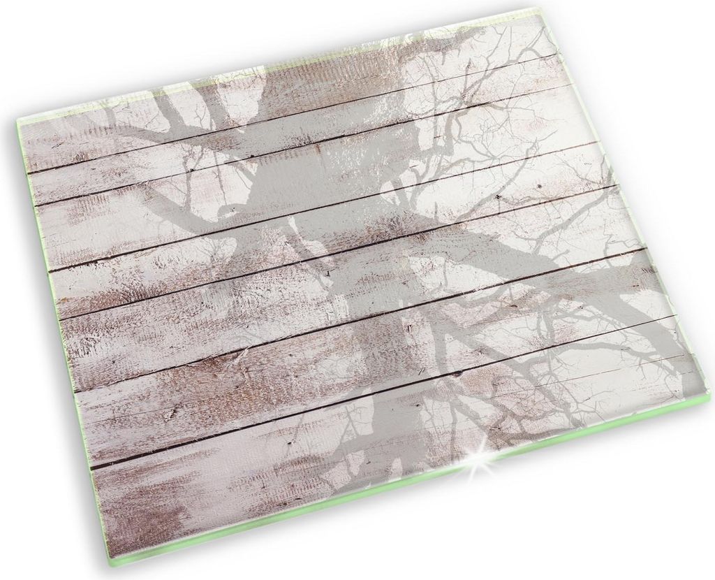Glasplatte für Grabkerzen Gummifüße Glas Motiv - 60x52 cm - Alte Holzbretter