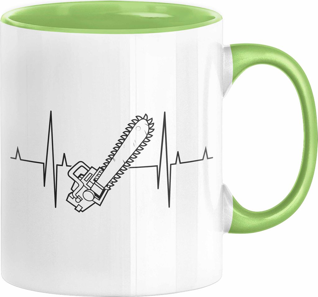Kettensäge Herzschlag Tasse Waldarbeiter Geschenk Lustige Produktbild 