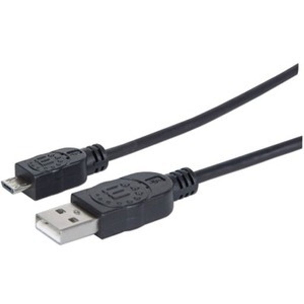 Manhattan Hi-Speed USB Micro-B Anschlusskabel, USB 2.0, Typ A Stecker - Micro-B Stecker, 480 Mbps, 1,8 m, Schwarz, 1,8 m, USB A, Micro-USB B, USB 2...