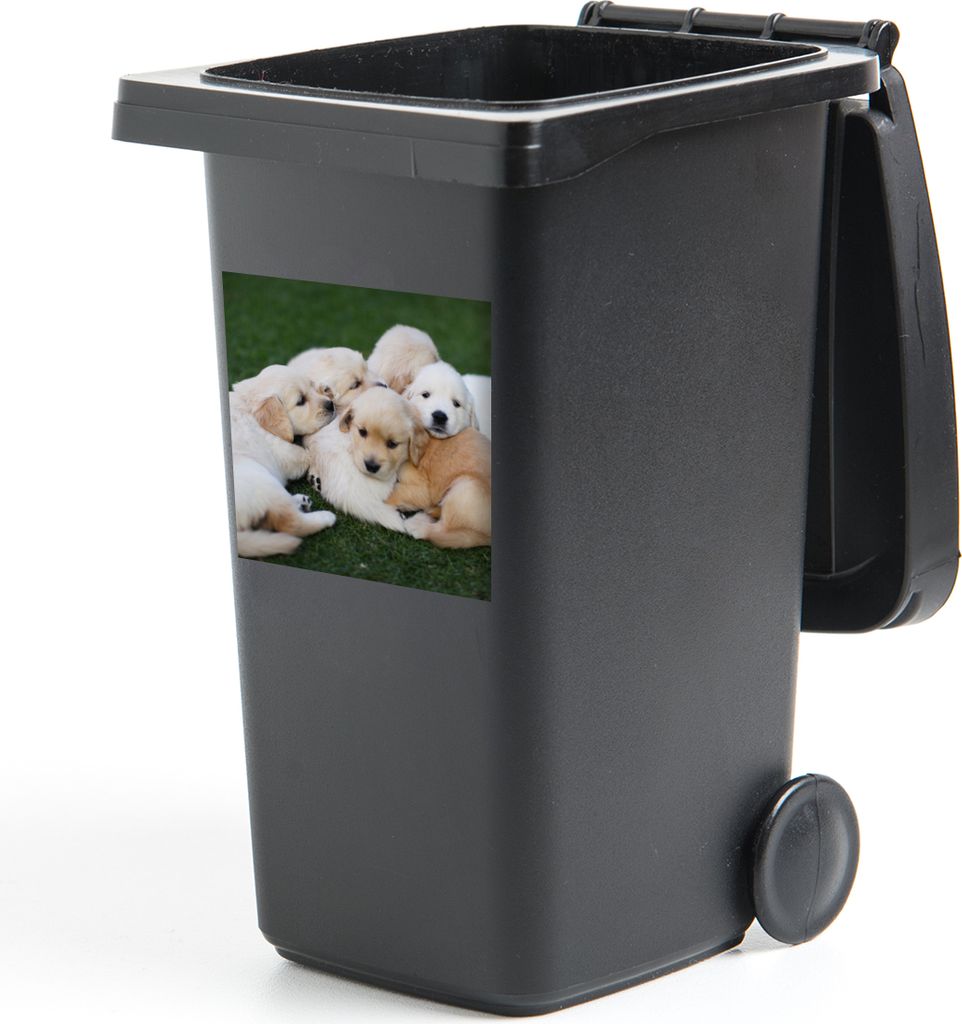 MuchoWow Mülltonnenaufkleber Tiere - Welpen - Hunde 40x40 cm - Abfall-Aufkleber - Container - für Abfallcontainer