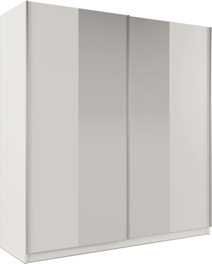 Schwebetürenschrank Praga 200, 2 Türen Kleiderschrank mit 2 Spiegel, Moderne Garderobe, Schrank in Größe: 200 x 210 x 65 cm