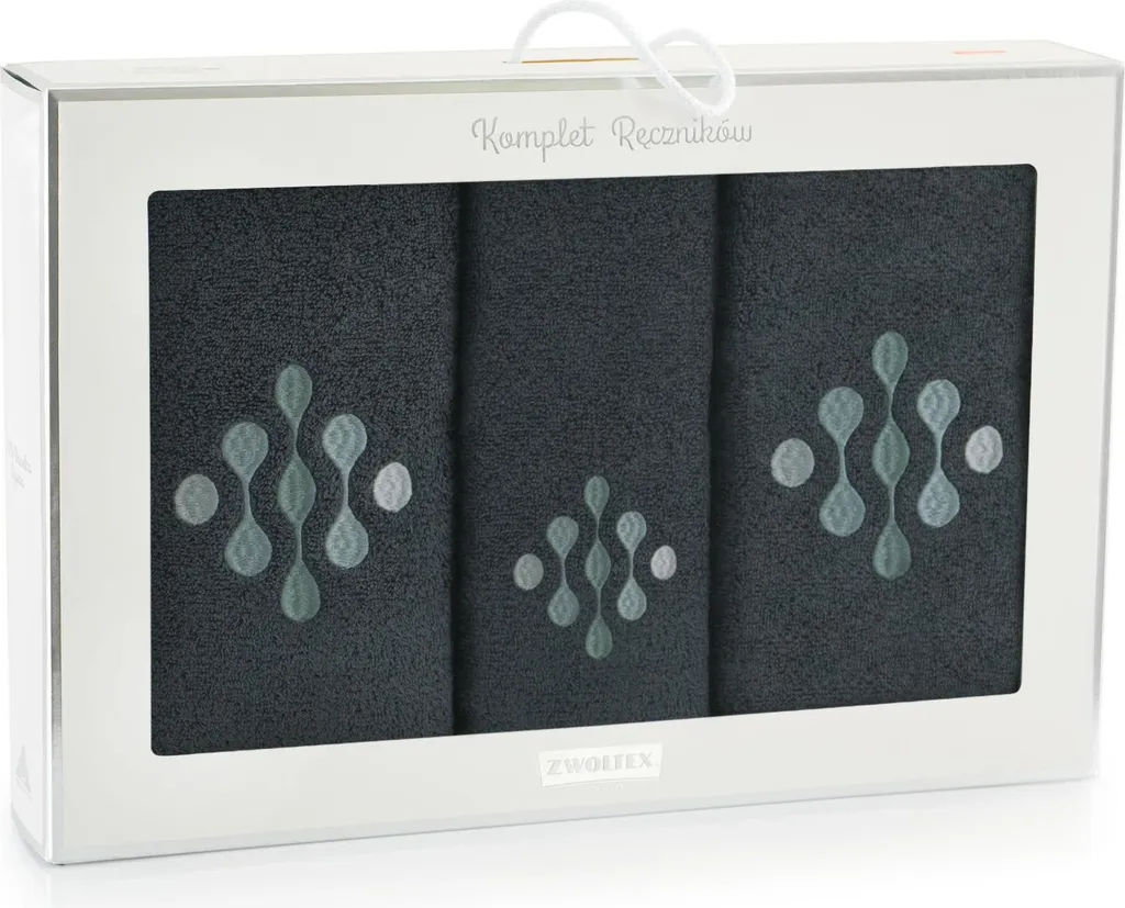 Linge de Toilette Graphite en Coton : Lot de 3 Serviettes Absorbantes Zwoltex