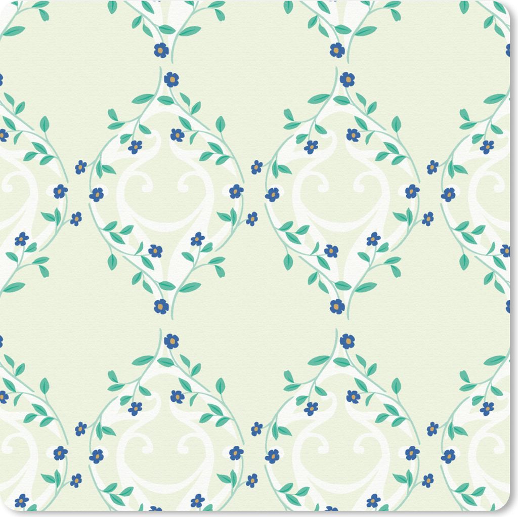 MuchoWow Mauspad Mousepad Grün - Blau - Blume - Design 20x20 cm - Mousepads - Maus Mat - Pad - Mausunterlage - Desk Mat - Bureauartikeln