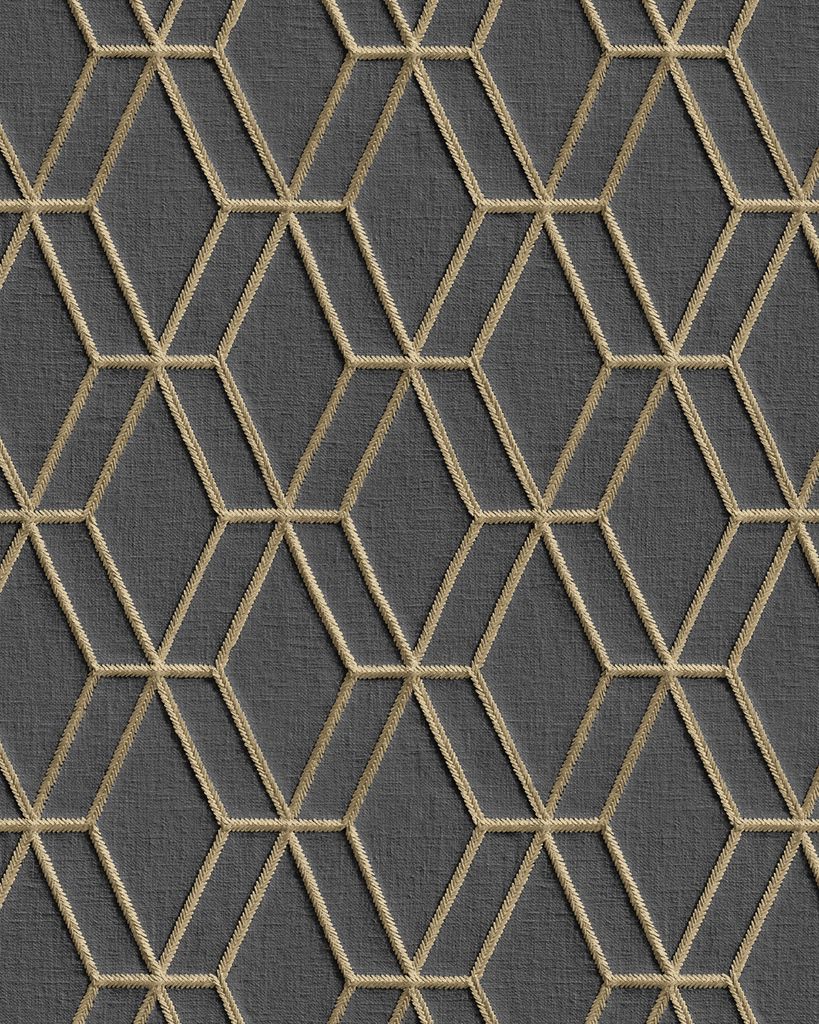 Profhome DE120066-DI Grafik Tapete Geometrisch glänzend anthrazit gold 5,33 m2