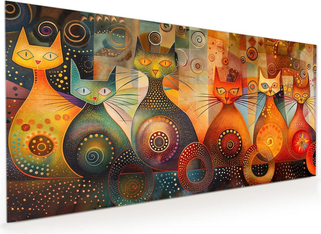 Küchenrückwand Spritzschutz Glas mit Motiv Katzenkunstwerk 40 x 40 cm