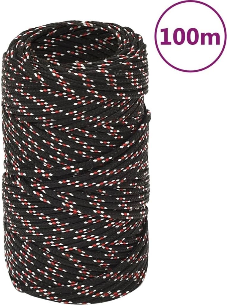 Bootsseil Schwarz 2 mm 100 m Polypropylen , Seile Design 2024