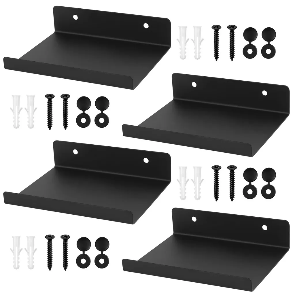 Étagère murale pour salon et cuisine, petit format noir lot de 4