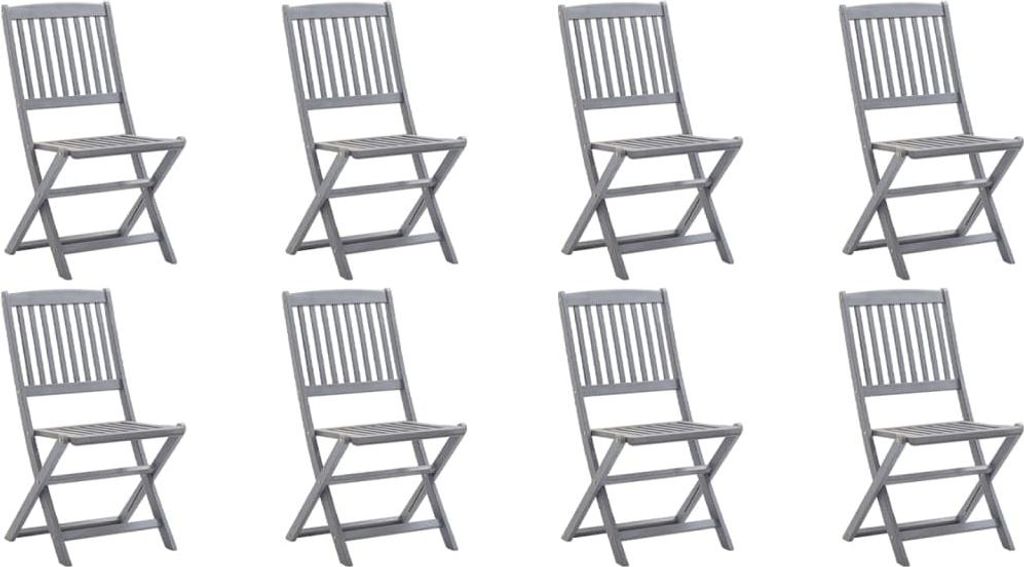 vidaXL Klappbare Gartenstühle 8 Stk. mit Kissen Massivholz Akazie