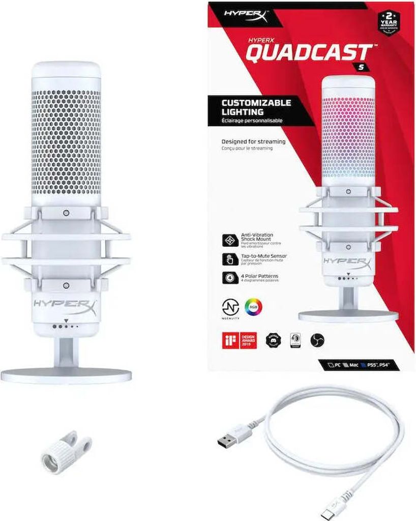 Stojanový mikrofon HyperX QuadCast S, bílý Obrázek produktu 7