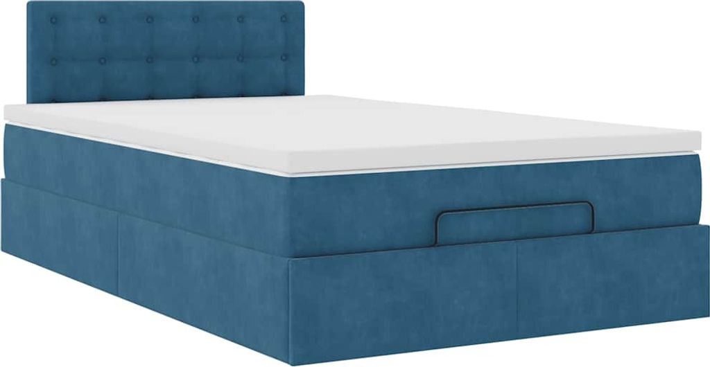 Ottoman-Bett mit Matratze Dunkelblau 120x190 cm Samt