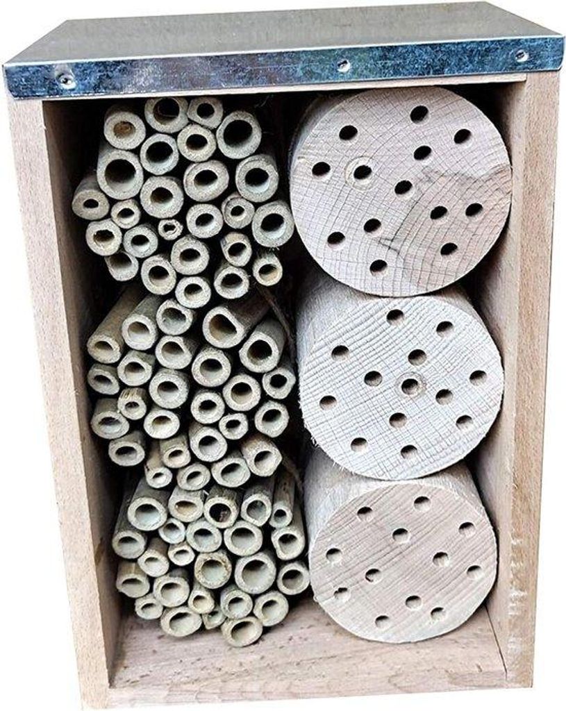 Insektenhotel aus Eichenholz und Bambus, ca. 23 x 11 x 16 cm, für Garten und Balkon