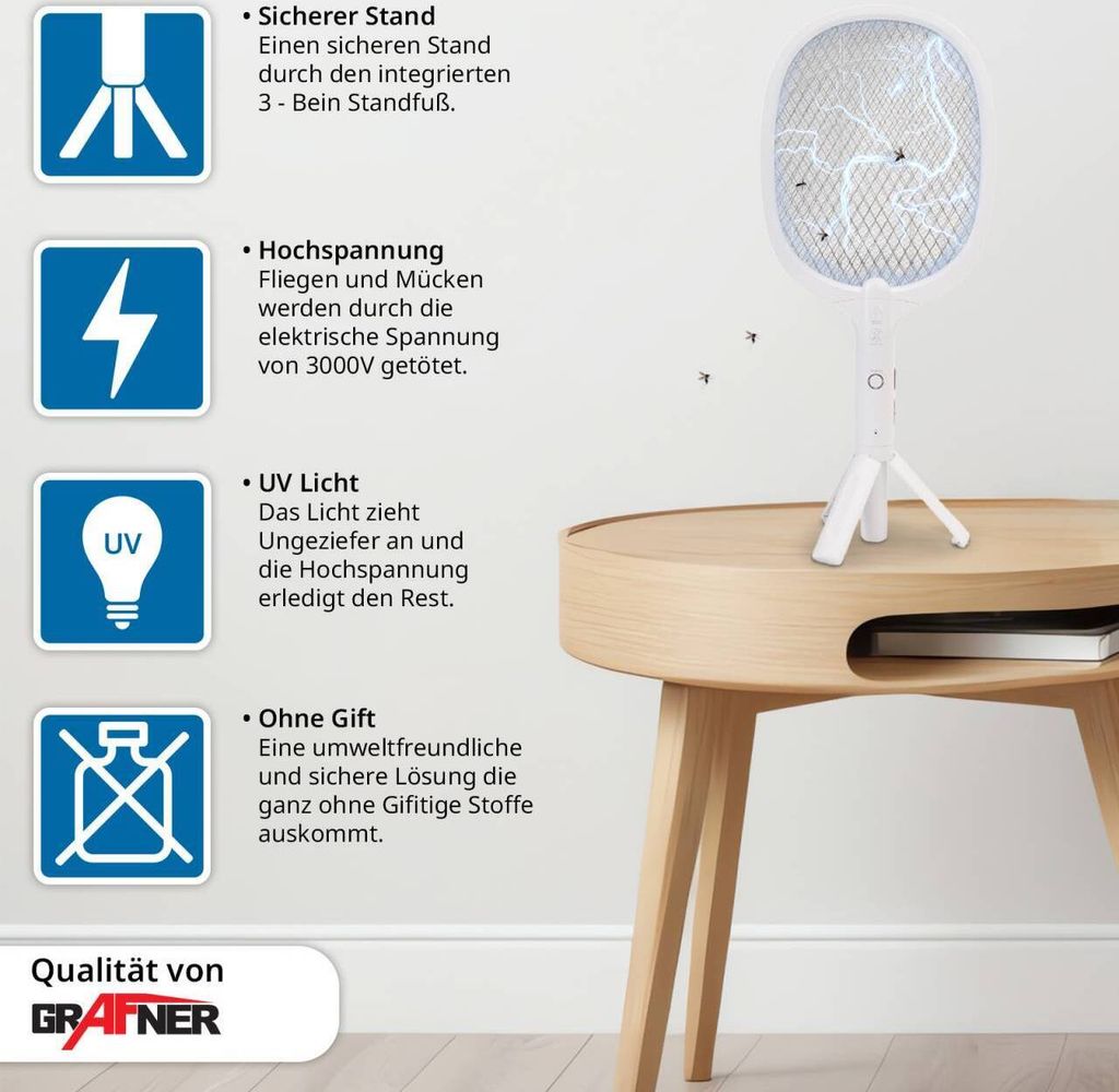 Grafner 2 in 1 elektrische Fliegenklatsche extra stark Produktbild 2