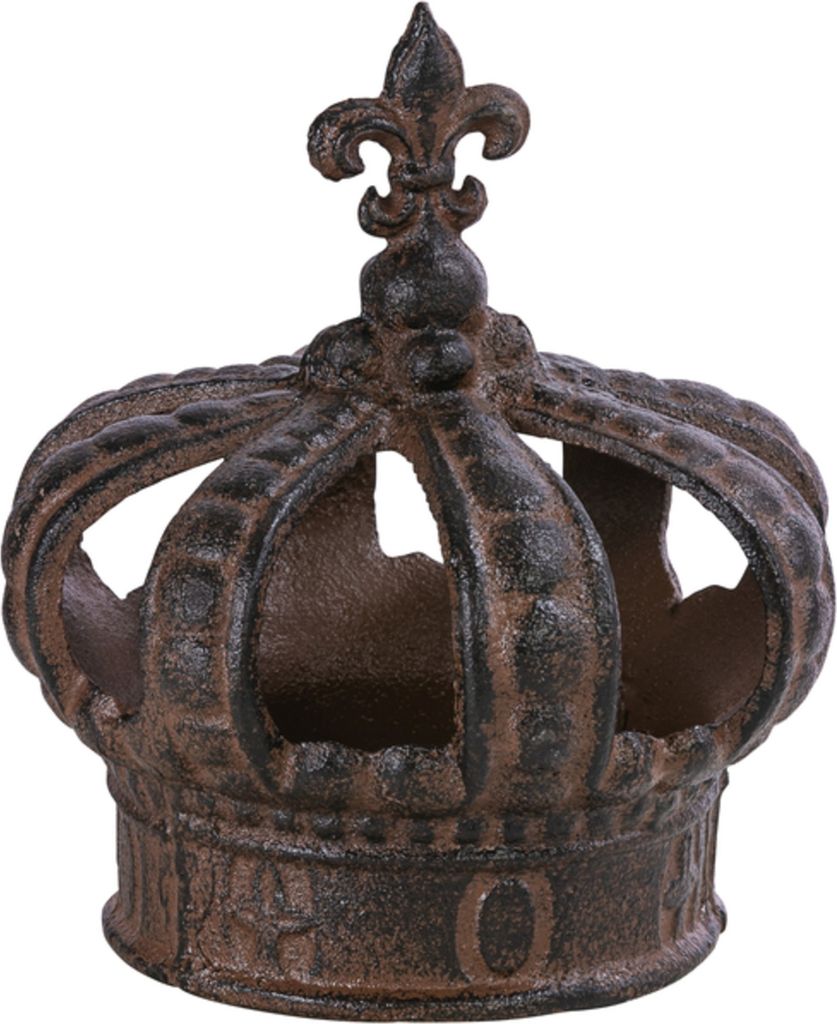 Dehner Dekofigur Krone, nostalgisch, ca. 15 x 15 x 17 cm, Gusseisen, edelrostfarben