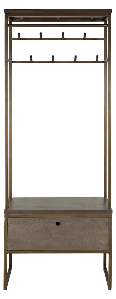 Meuble de Rangement Ferro Taupe 70 cm avec Finitions Laiton Dorées