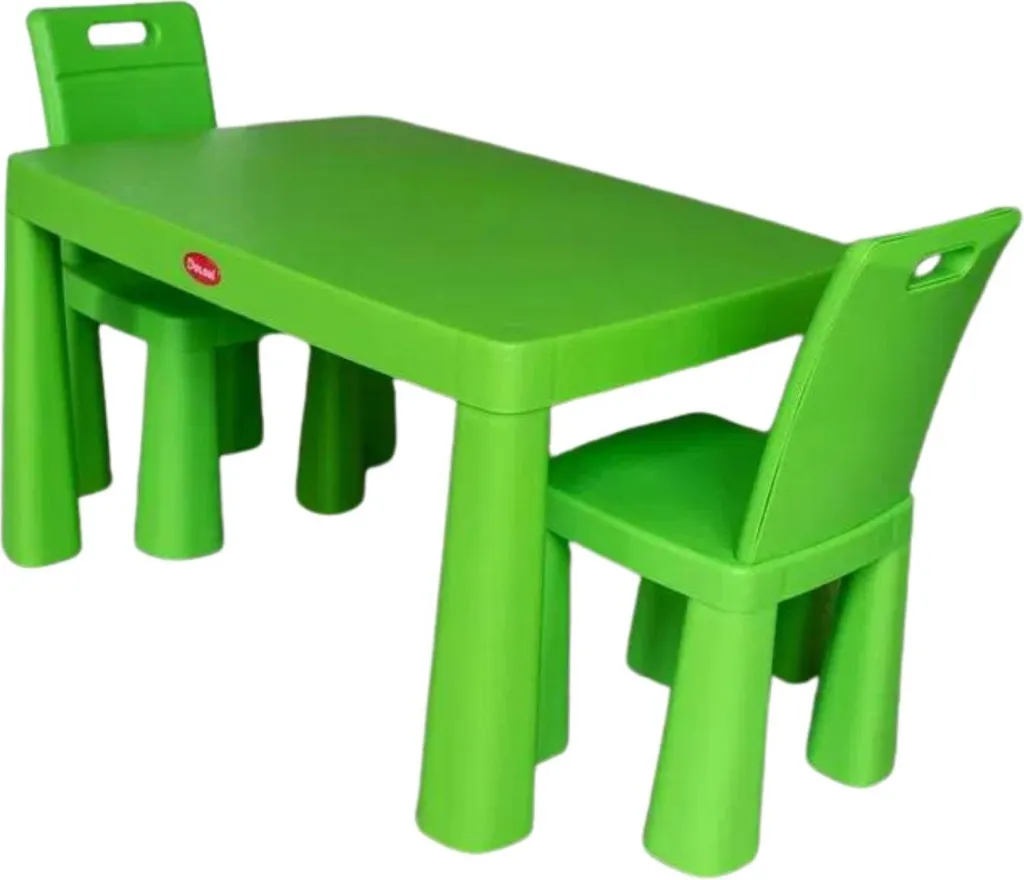 Doloni Ensemble de repas pour enfants Vert - Table et chaises robustes - 7