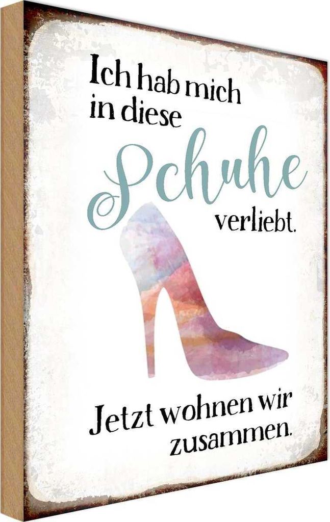 vianmo Holzschild 18x12 cm hab mich in Schuhe verliebt Dekoration