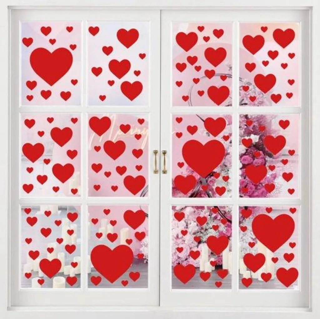 Décoration murale Saint-Valentin : lot de stickers rouges pour la maison