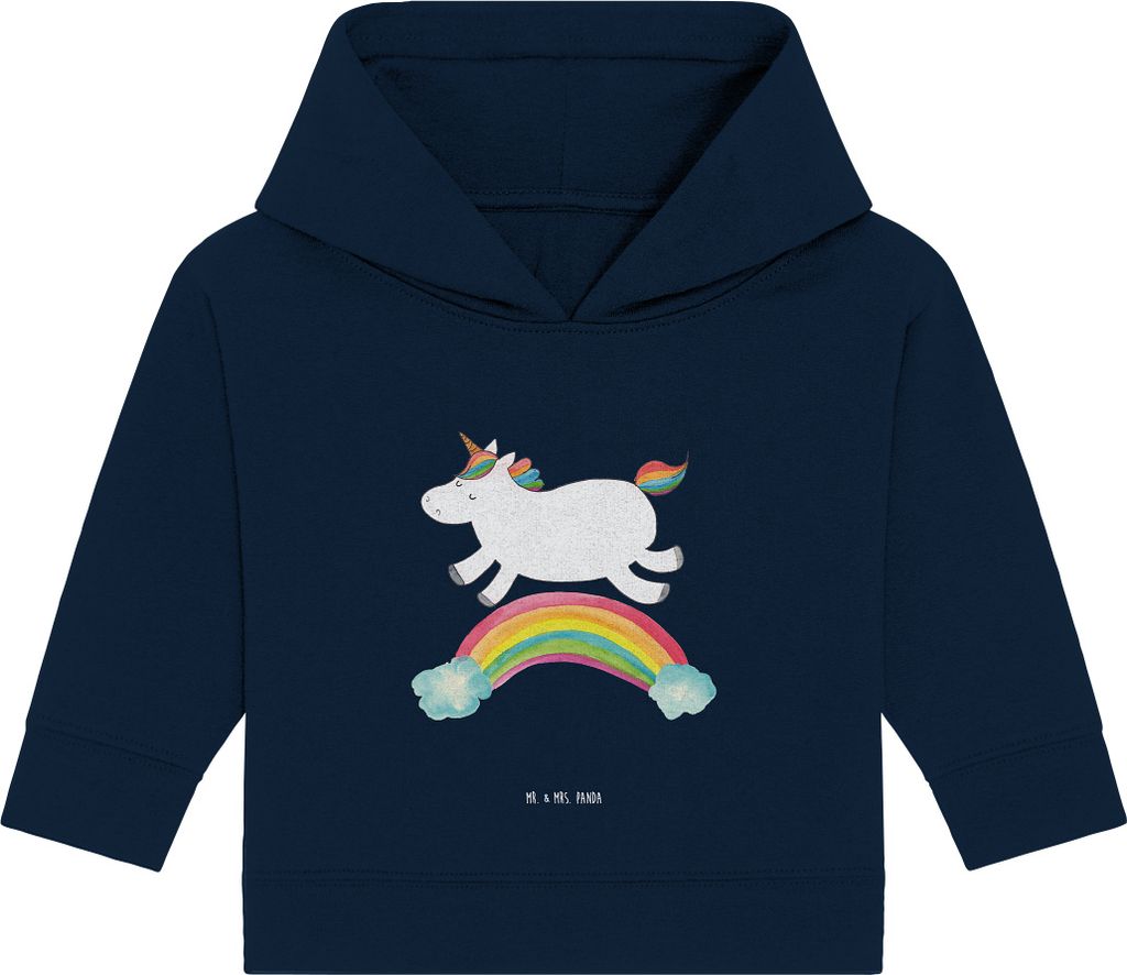 Mr. & Mrs. Panda Organic Baby Hoodie Einhorn Regenbogen 24. - 36. Monat - French Navy - Geschenk, Unicorn, Glitzer, Erwachsenwerden, Kapuzenshirt, ...