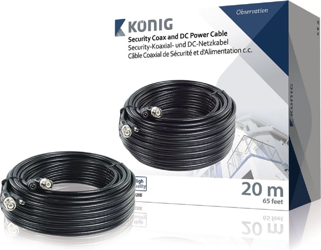 König 20m RG59, 20 m, RG59, BNC, DC, BNC, DC, Schwarz