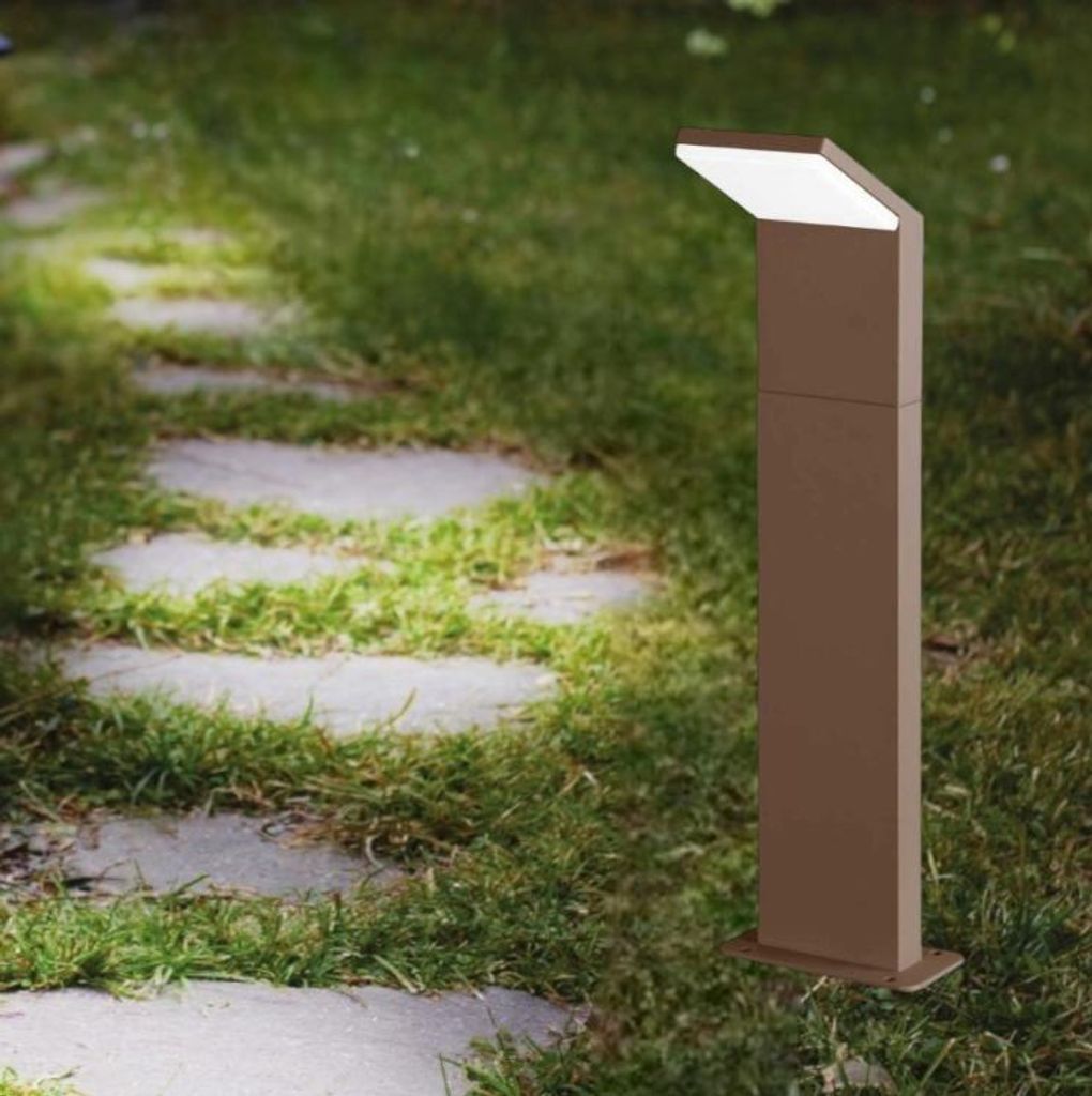 Ideal Lux 322575 OUTDOOR STYLE LED-Stehleuchte/Mastleuchte für den Außenbereich, H 500 mm, 9 W, 1050/780 lm, 3000 K, IP54, Kaffeebraun