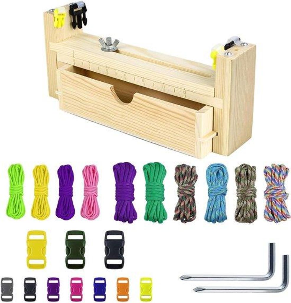 Holz Armband Maker mit 10 Paracord und 10 Kunststoffverschlüssen