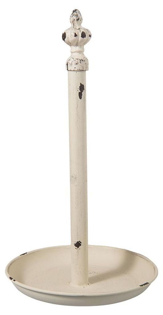 Clayre & Eef Porte-rouleau de cuisine Ø 20x37 cm Blanc Fer Image du produit 
