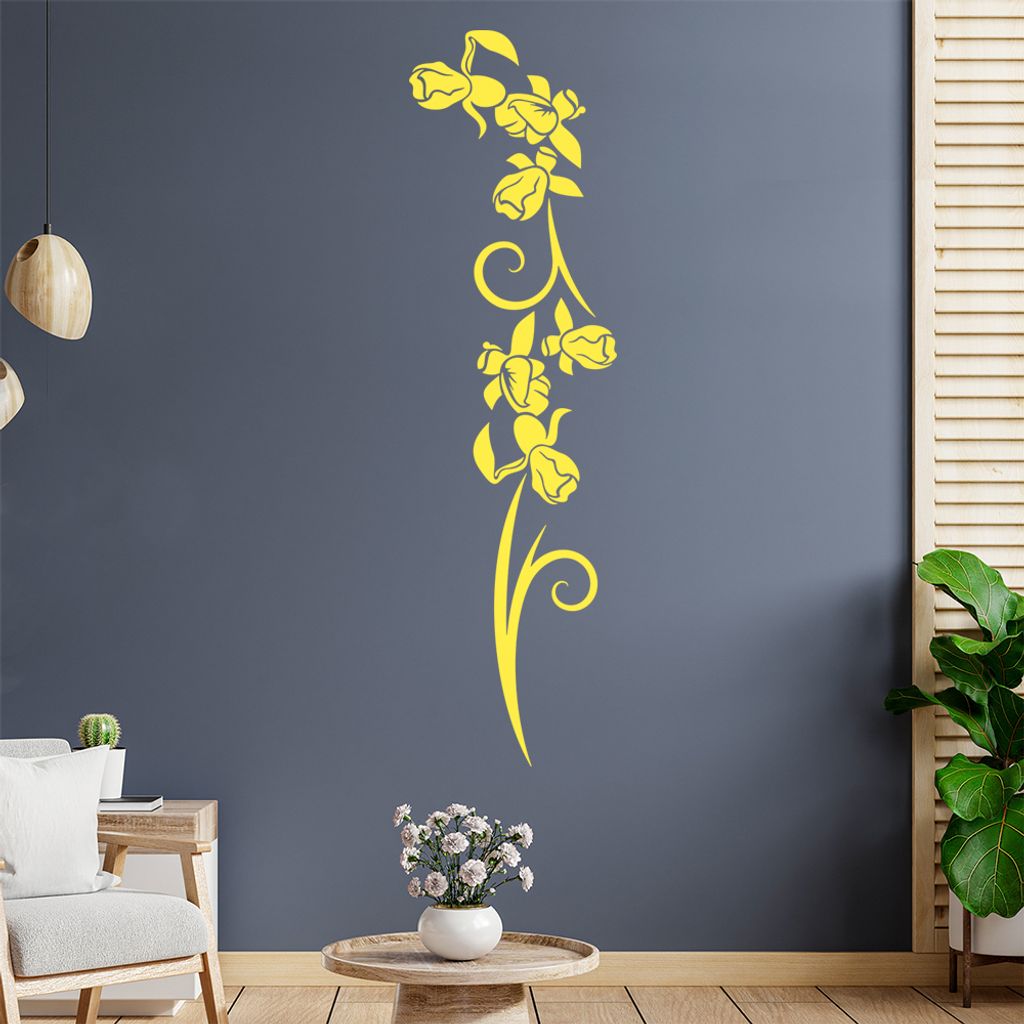 Blumen - Linien Wandtattoo in 6 Größen - Wandaufkleber Wall Sticker - Dekoration, Küche, Wohnzimmer, Schlafzimmer, Badezimmer