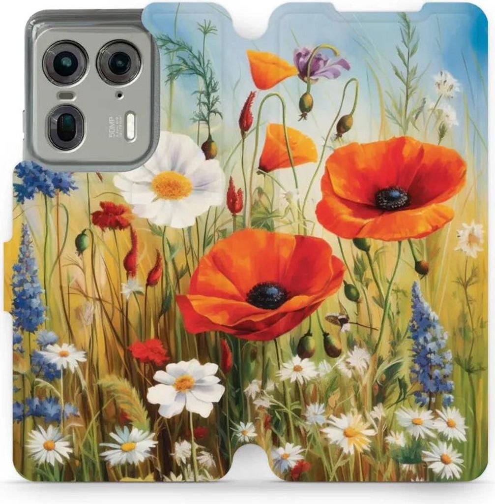 Handyhülle mit klappe für Motorola Edge 50 Ultra, Mobiwear Book, Wiesenblumen