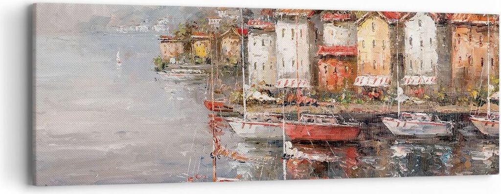 Bild auf Leinwand - Leinwandbild - Einteilig - Meer Hafen Segel - 90x30cm - Wand Bild - Wanddeko - Wandbilder - Leinwanddruck - Bilder - Wanddekora...