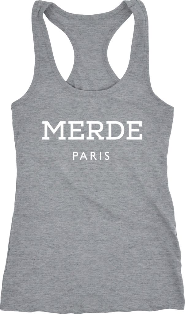 Freches Damen Tank-Top Shirt Merde Paris Racerback Moonworks grau XXL