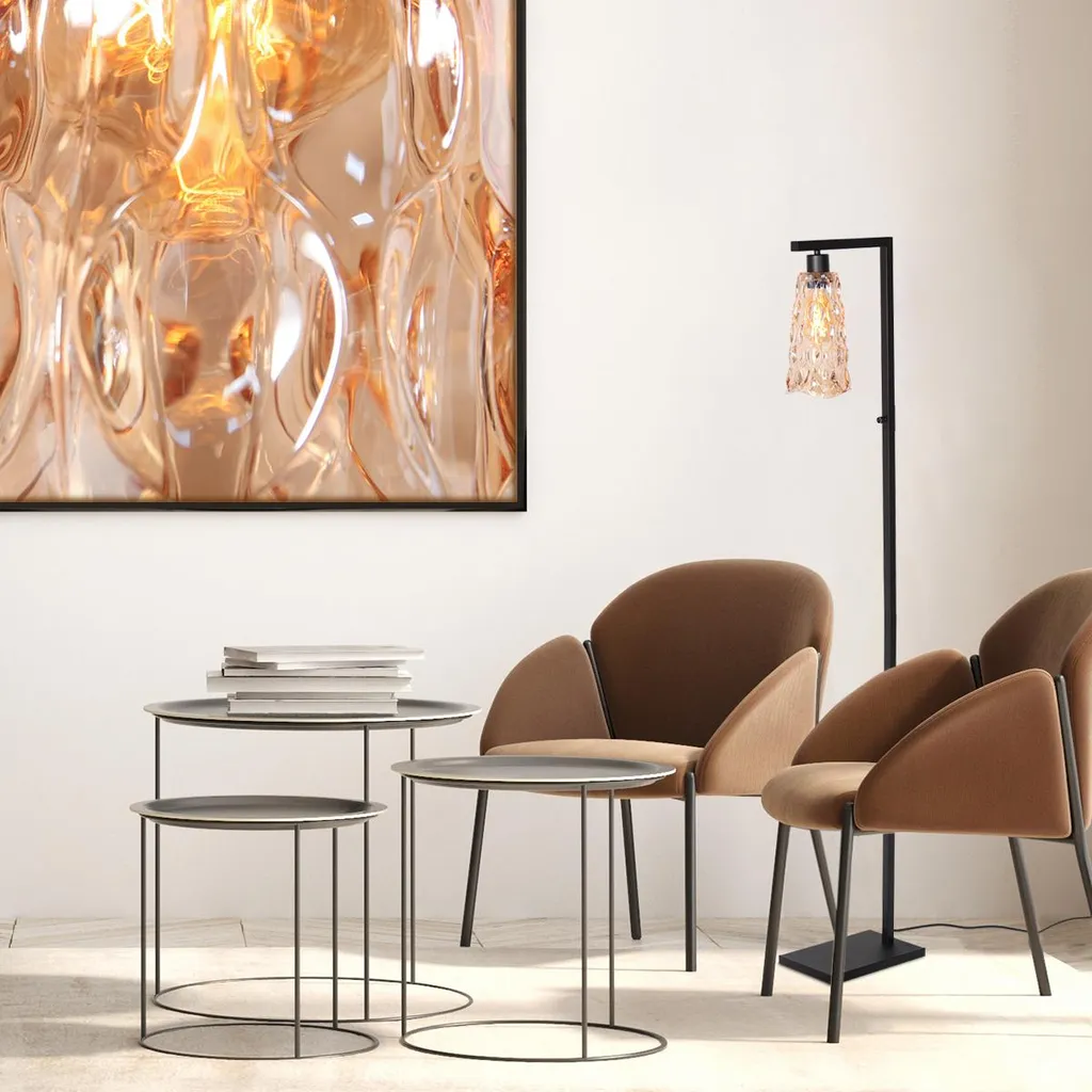 Lampe sur Pied pour Coin Lecture Noir et Verre Vidrio - Ambiance Salon