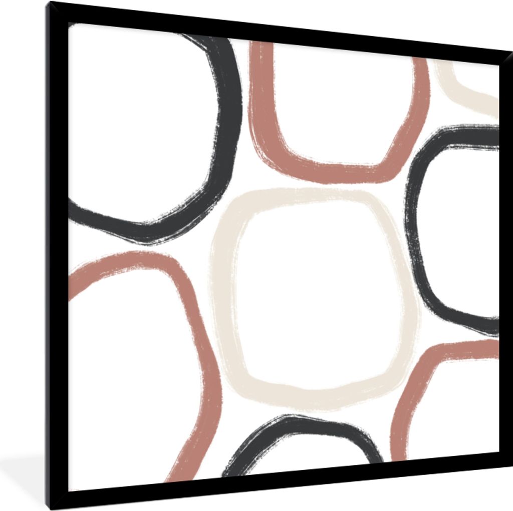 MuchoWow Gerahmtes Poster Minimalismus - Geometrische Formen - Pastell - Muster 40x40 cm - Poster mit Schwarzem Bilderrahmen Wandposter Rahmen Fo...