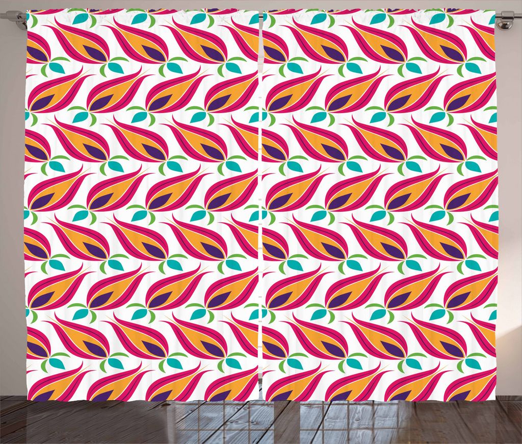 ABAKUHAUS Ottomane Rustikaler Vorhang, Traditionelle Tulpe Flora, Wohnzimmer Universalband Gardinen mit Schlaufen und Haken, 280 x 225 cm, Mehrfarbig