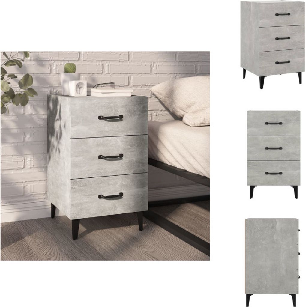 vidaXL Nachttisch Betongrau 40x40x66 cm Holzwerkstoff - Nachttische