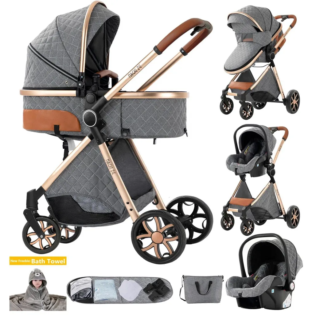 Poussette bébé compacte YV9-GRIS avec sièges réglables multi-positions