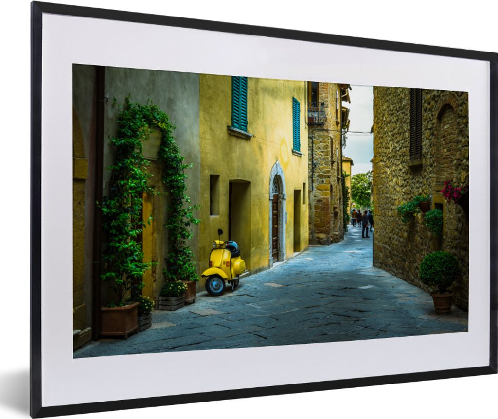 MuchoWow MuchoWow Gerahmtes Poster Straßen mit traditionellen Häusern in der toskanischen Stadt San Gimignano in Italien 60x40 cm - Poster mi...