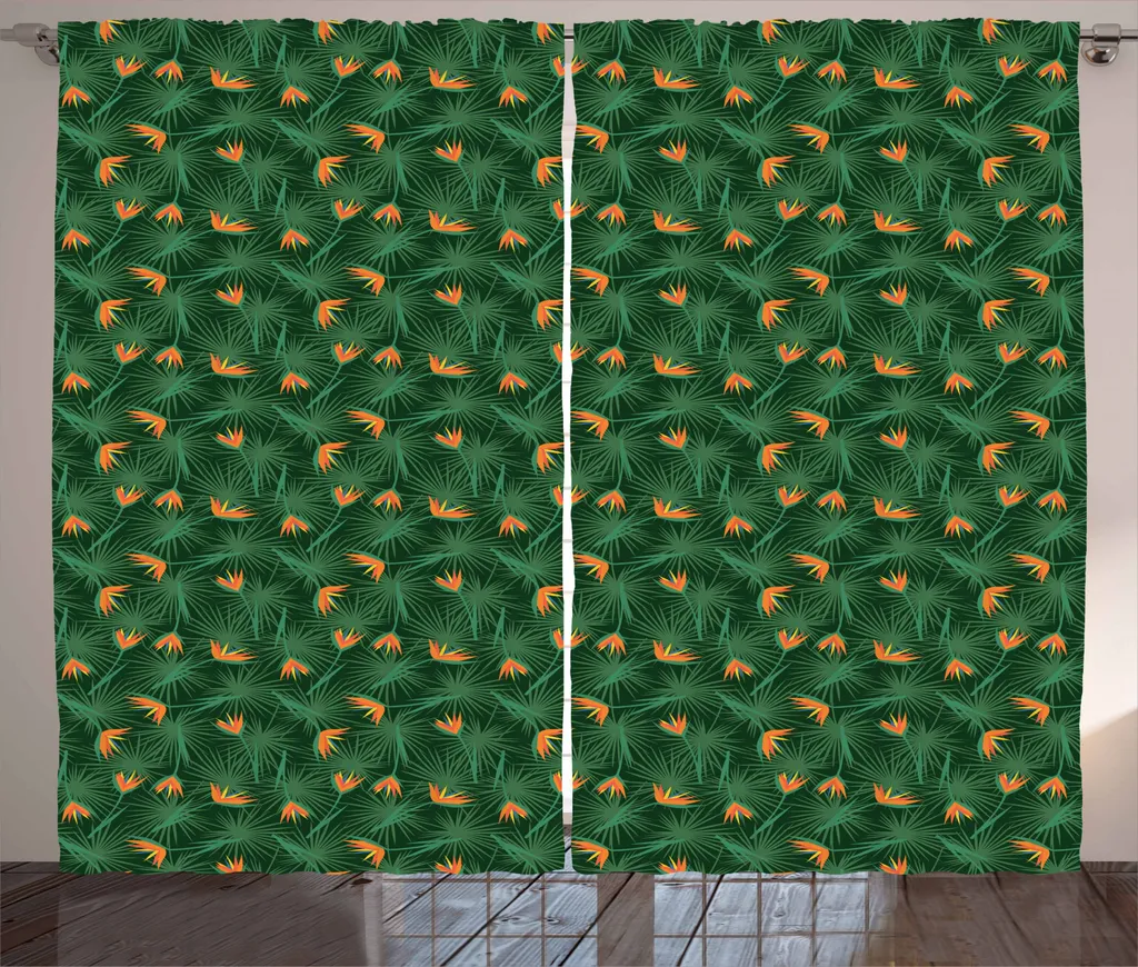 ABAKUHAUS Tenda rustica Urwald, foresta pluviale tropicale, tenda con passanti e ganci per camera da letto, 280 x 245 cm, verde e multicolore