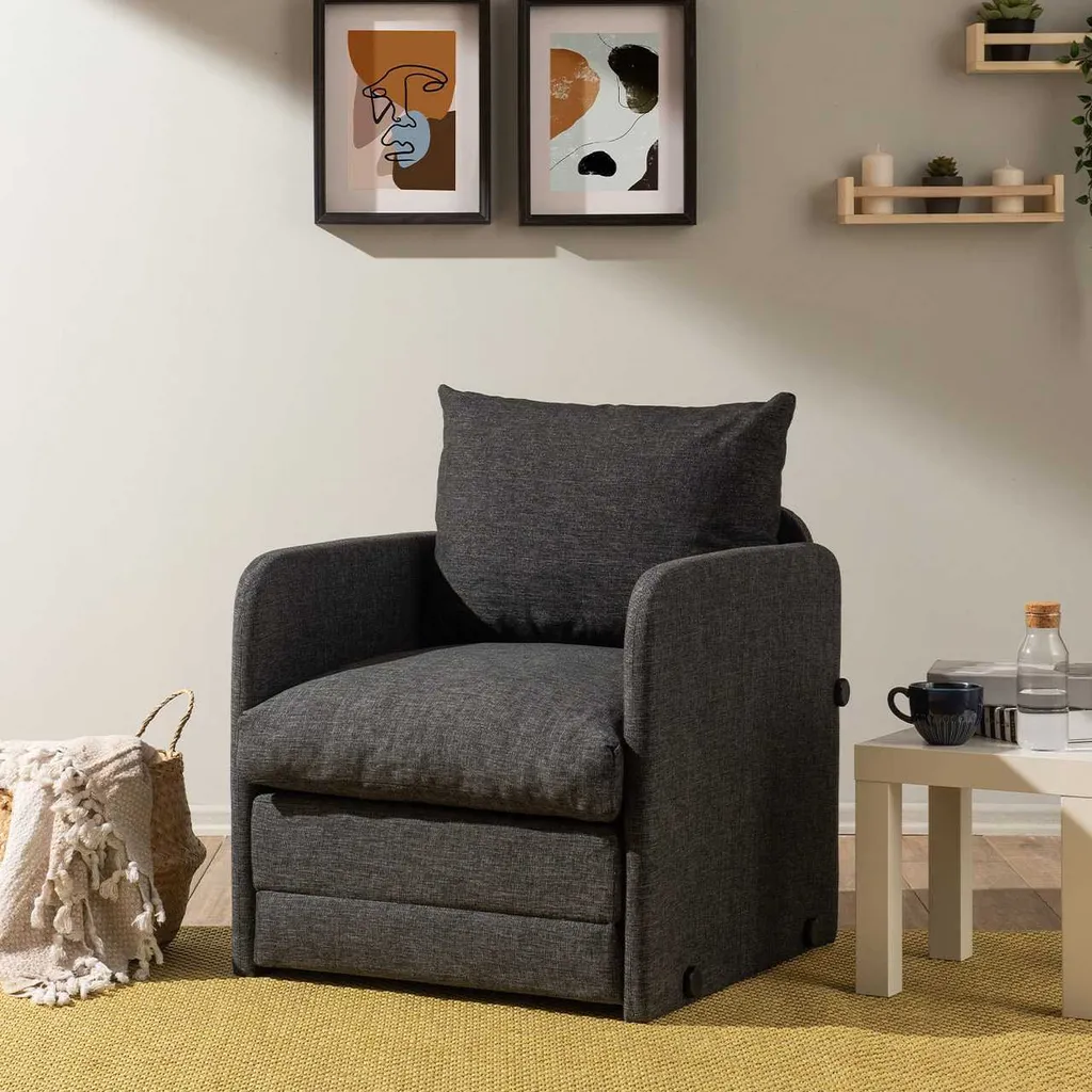 Canapé-lit compact Saga Single : solution gain de place en métal gris - 9