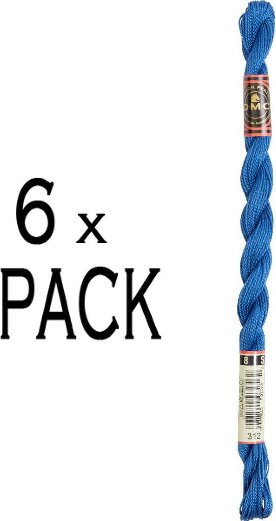 6x DMC Perlgarn Stärke 8, 25 m, 115AR/8-312, VPE