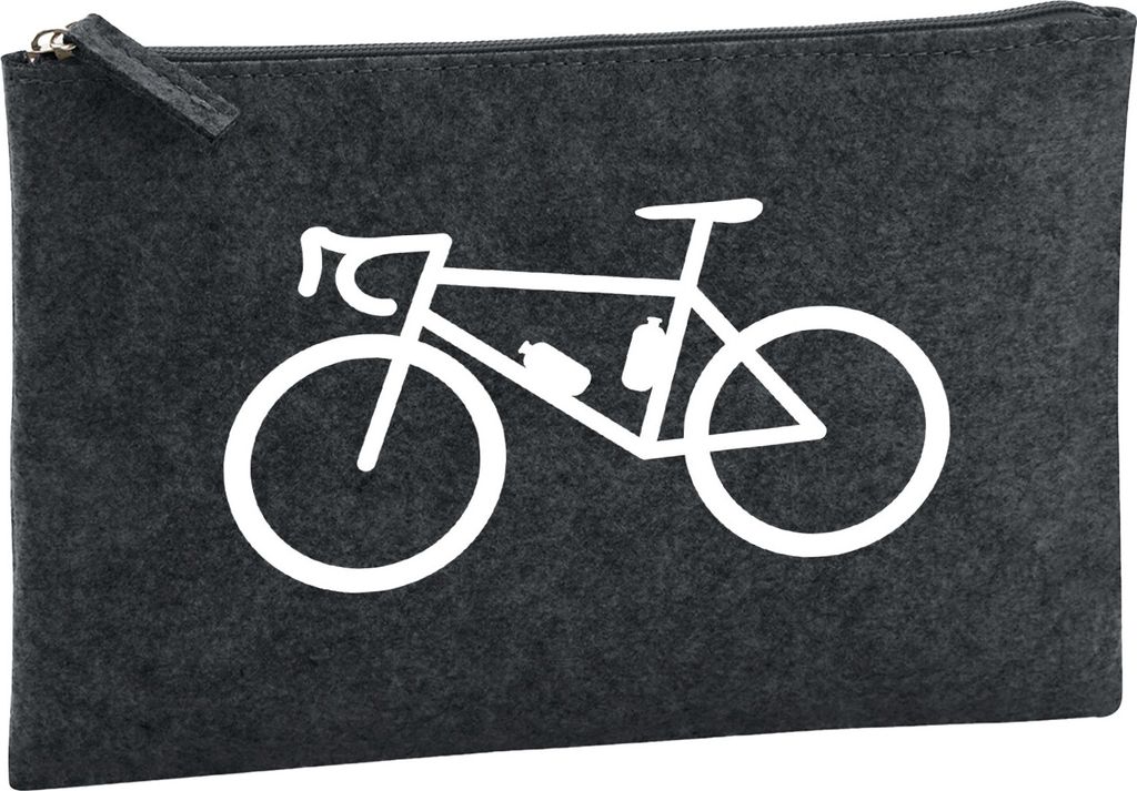 Huuraa Kulturbeutel Bike Fahrrad 1 Liter Charcoal Filz Kosmetiktasche Geschenkidee