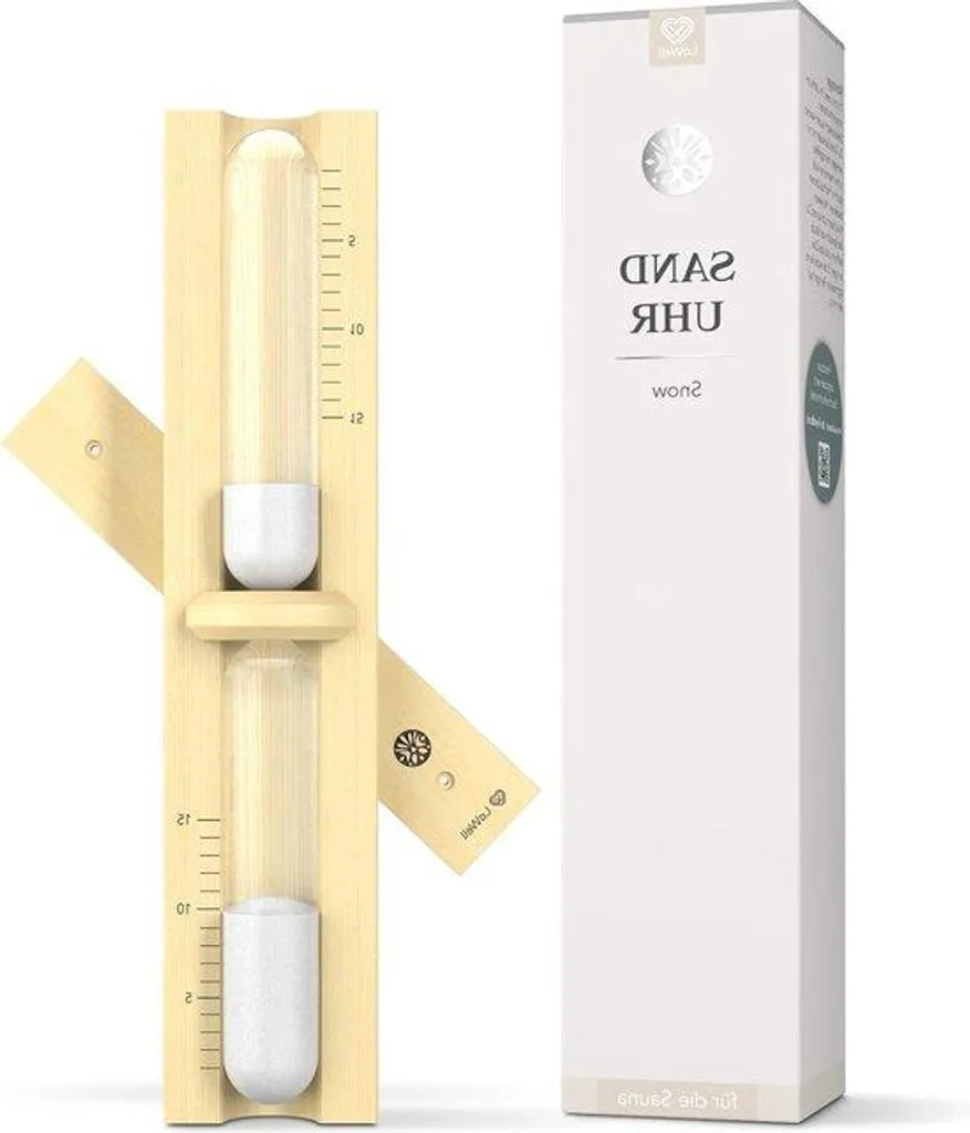 Sablier 15 minutes bois de frêne naturel et sable blanc - Design zen