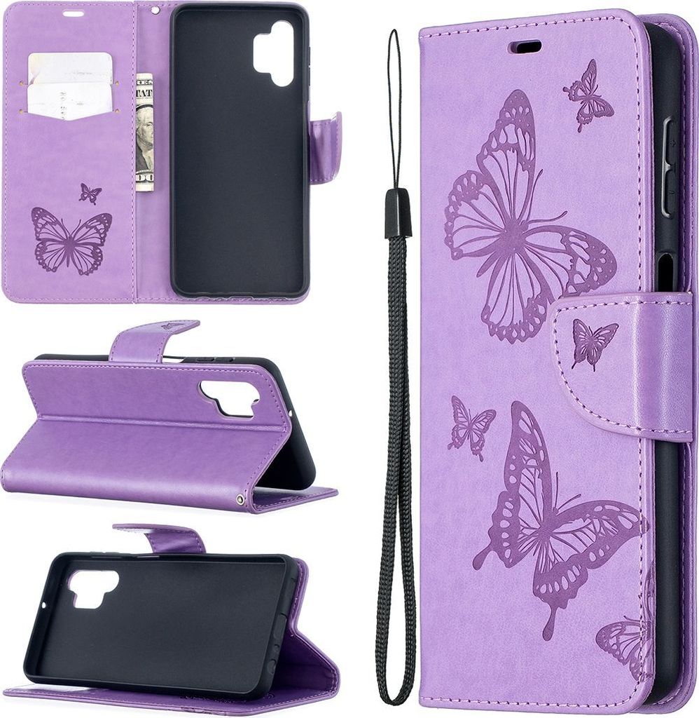 Mobigear Butterfly Samsung Galaxy A32 5G Hülle Klapphülle Geldbörse - Lila