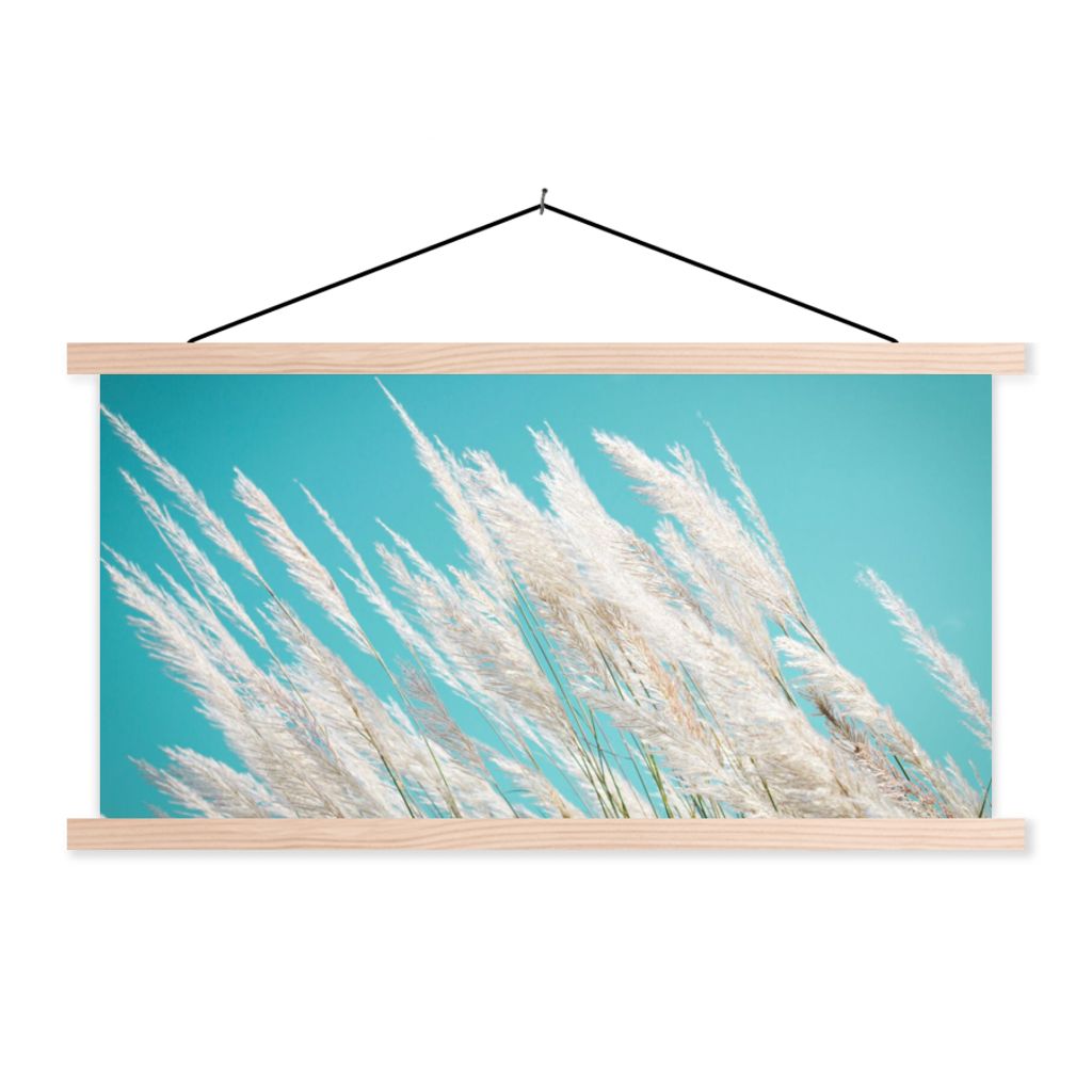 MuchoWow Textilposter Pampasgras - Pflanze 120x60 cm mit holzfarbenen Rahmen - Klemmleiste