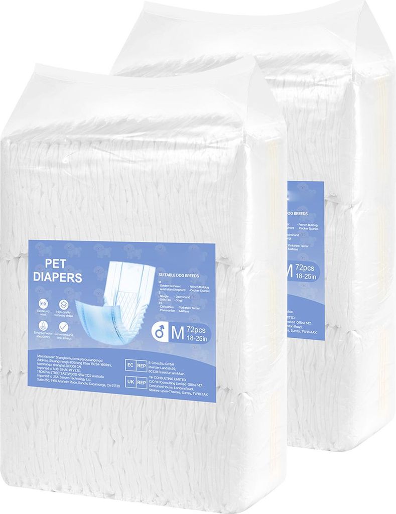 SucceBuy Einwegwindeln für Rüden, super saugfähige Windeln, mittelgroß, 144er-Pack
