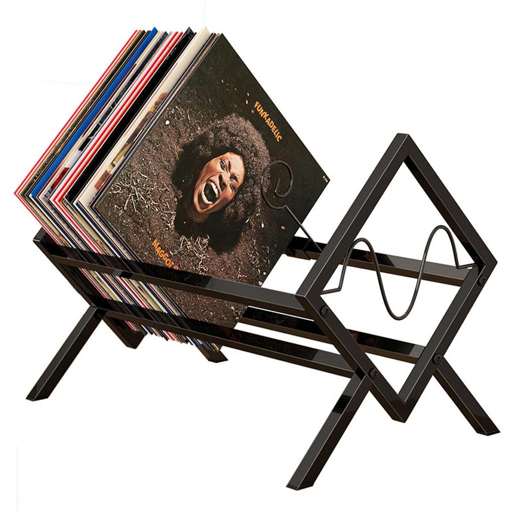 Schallplattenständer, Schallplatten Aufbewahrung, Vinyl Schallplattenständer Metall Schallplatten Regal, 80-100 LP Vinyl Regal für Vinyl-Schallp...