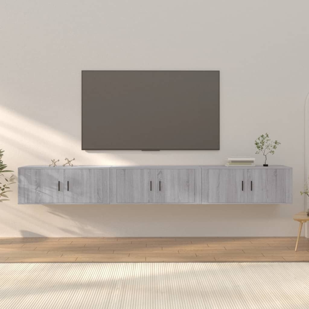 Möbel TV-Wandschränke 3 Stk. Grau Sonoma 100x34,5x40 cm - TV-Lowboard 3188380