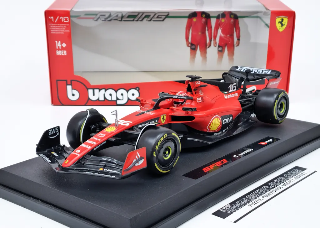 Miniature Ferrari SF-23 n°16 Leclerc 1:18 Bburago en Métal Détaillée
