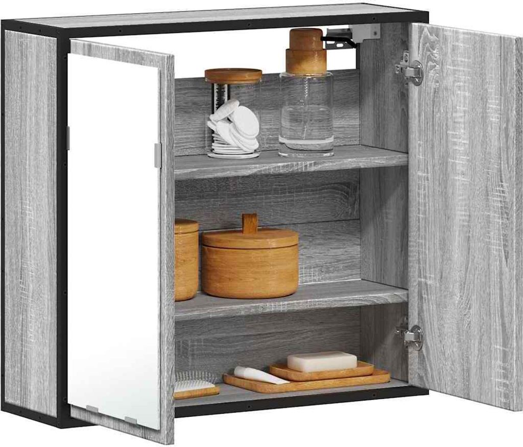 HOMMIE Bad-Spiegelschrank/Bad-Wandschrank/Badezimmermöbel- modernes Design - Grau Sonoma 65x20x60cm Holzwerkstoff NEU343000 - Badezimmerschränke